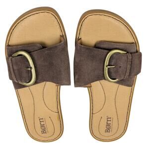 Born Miarra Big Buckle Suede Slide Sandals Size 7